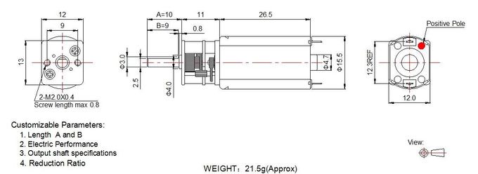 6v 12v Durchmesser des DC-Gang-Bewegungsdrehmomentstarker quadratischer Mikrometallgetriebemotor-13mm