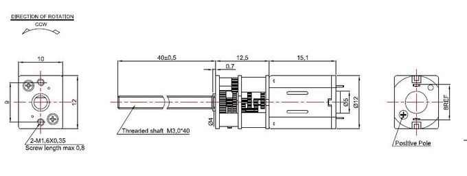Minimetal gear-Motor, Gang-Motor 3v 6v 12v 12mm mit langer Schrauben-Welle