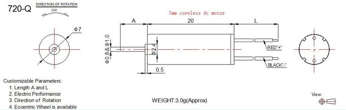 3,7 Durchmesser Volt Coreless DC-Motor50000 U/min 7mm mit 20 Millimeter-Körper-Länge