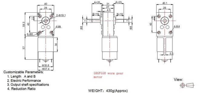 6 Volt 12 Volt DC-Wurm-Gang-Motor 46GF370/58GF555 für Haushaltsgerät