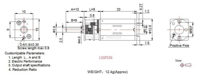 Lärmarmer 12mm DC-Stirnrad-Motor-3v 6v 12v Mikro-DC-Gang-Motor für intelligenten Verschluss
