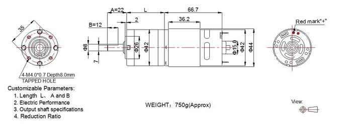 Drehmomentstarkes planetarisches Getriebe 50kg.cm 42mm mit RS 775 DC-Gangmotor Bürsten-DC-Motor 12v 24v für Haushaltsgerät