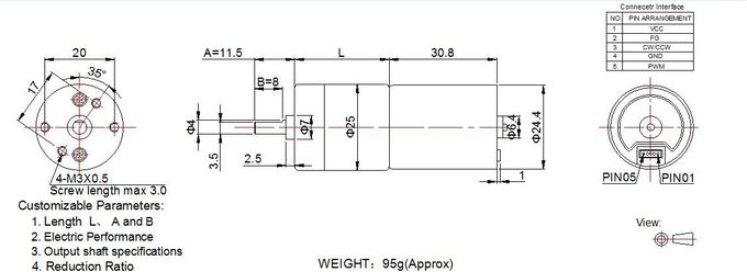 Lärmarme 25mm übersetzen Motor, schwanzlosen Motor 5GA2430 DC-12v für Industrie-Produkte