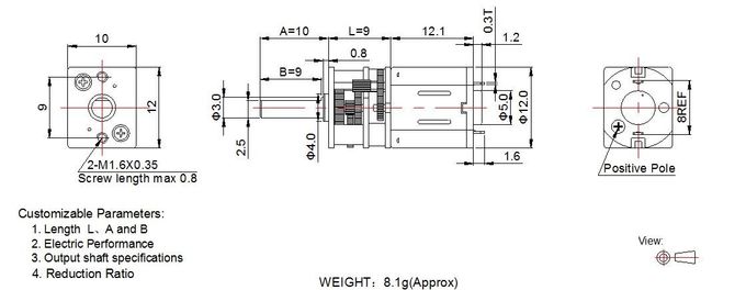 12mm genehmigte Miniatur-DC-Gang-Motor 3v 6v 12v 12GFN10 für intelligenten Verschluss RoHS